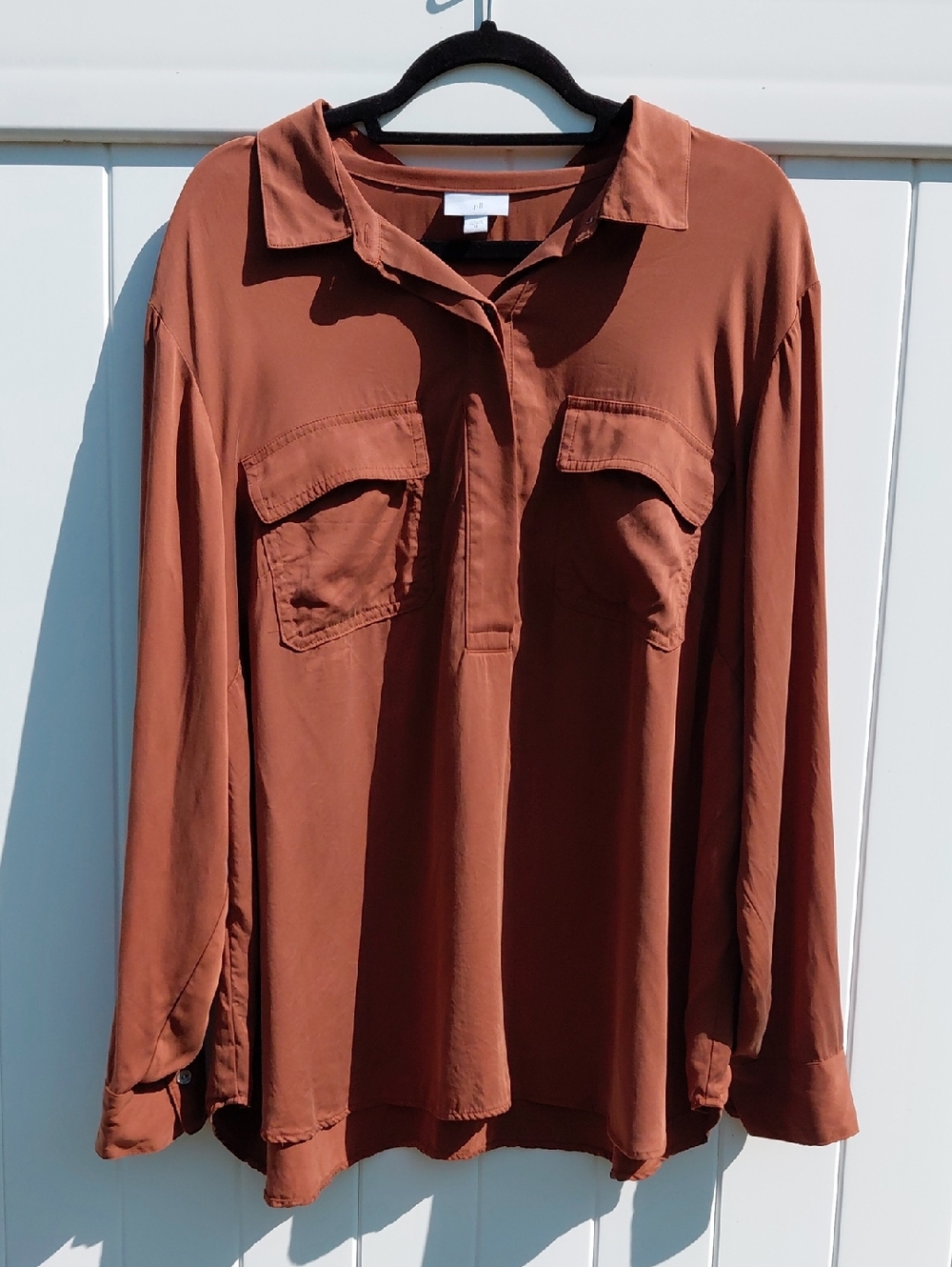 J. Jill Brown Doubke Breasted Button Down Blouse Top 2X